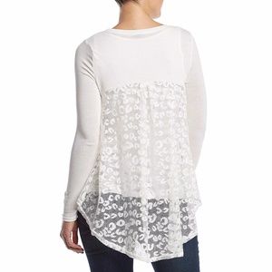 Chelsea & Theodore lace leopard tunic white Blouse